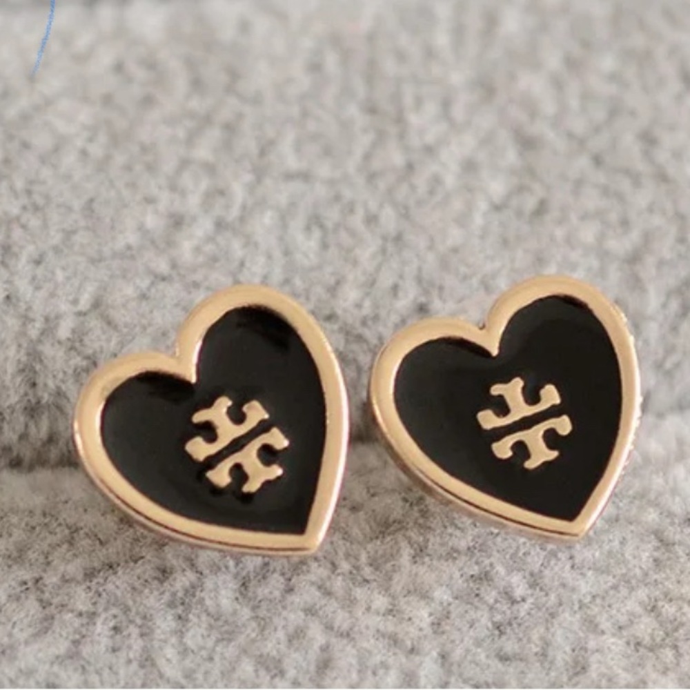 Tory Burch heart logo stud earrings